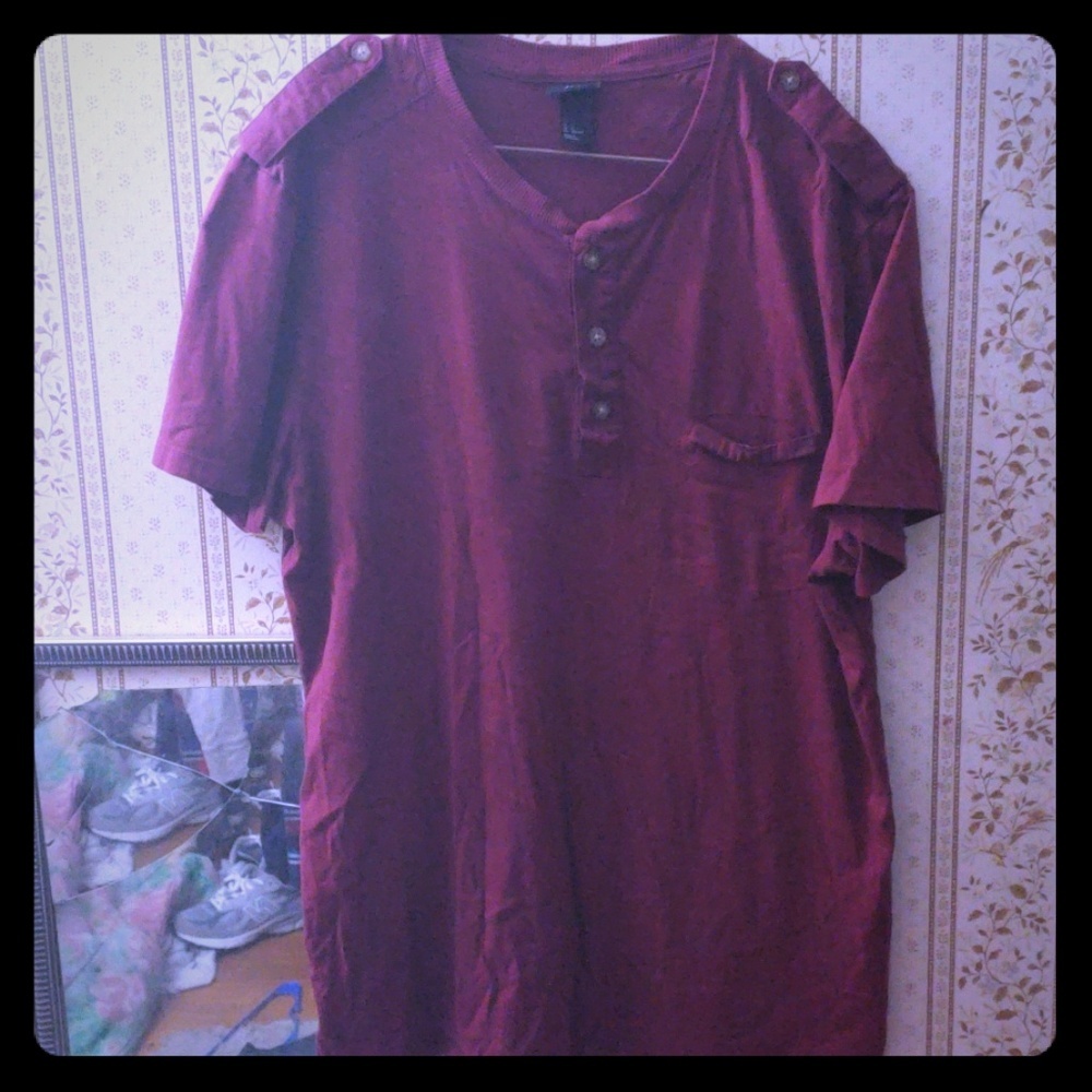 HM red henley shirt